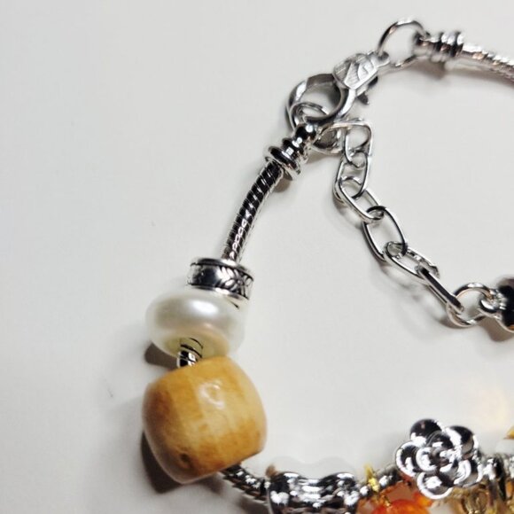 NWT Pandora Style Charm Bracelet Sunflower Power Yellow, Gold, Flowers, Bees Lg - Picture 5 of 6